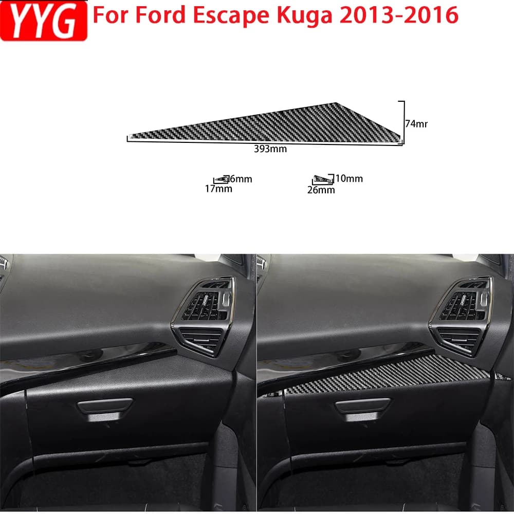 For Ford Escape Kuga 2013-2016 Carbon Fiber Co-pilot Storage Glove Box Trim Decoration Cover Sticker Car Styling Accessories