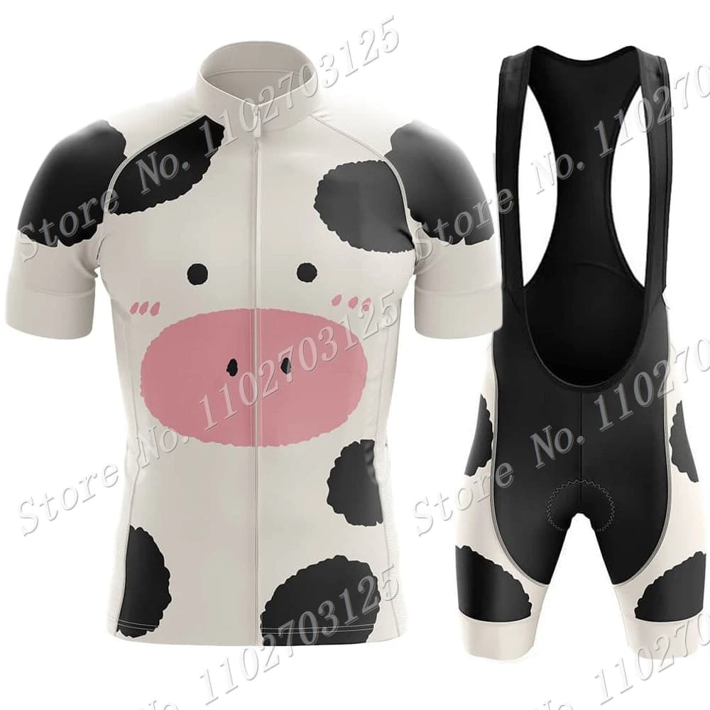2025 Cycling Jersey Cow Set Men's Clothing Cartoon Anime Road Bike Jumpsuit Mountain Bike Shirt Shorts with MTB Ropa Maillot