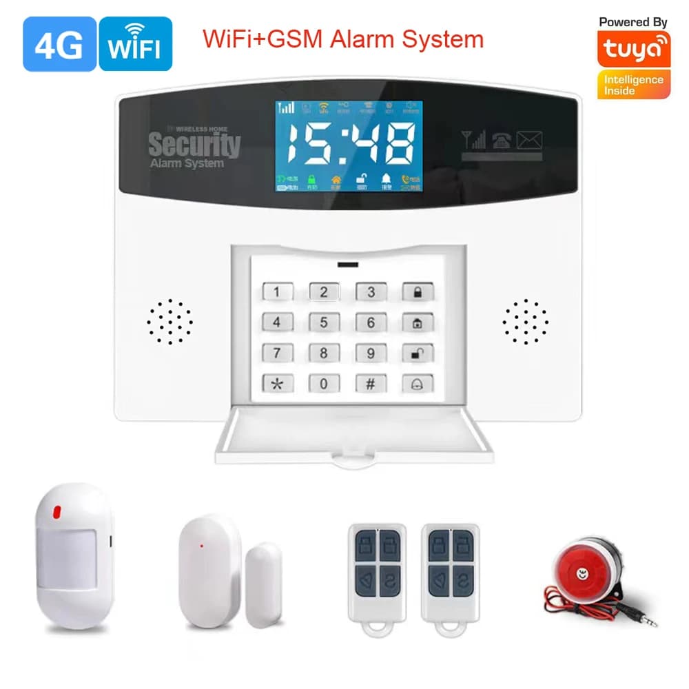 Sistema di allarme GSM 4G e WIFI 2.4G Tuya Sistema antifurto domestico di sicurezza con controllo intelligente dell'app con sensore porta rilevatore a infrarossi