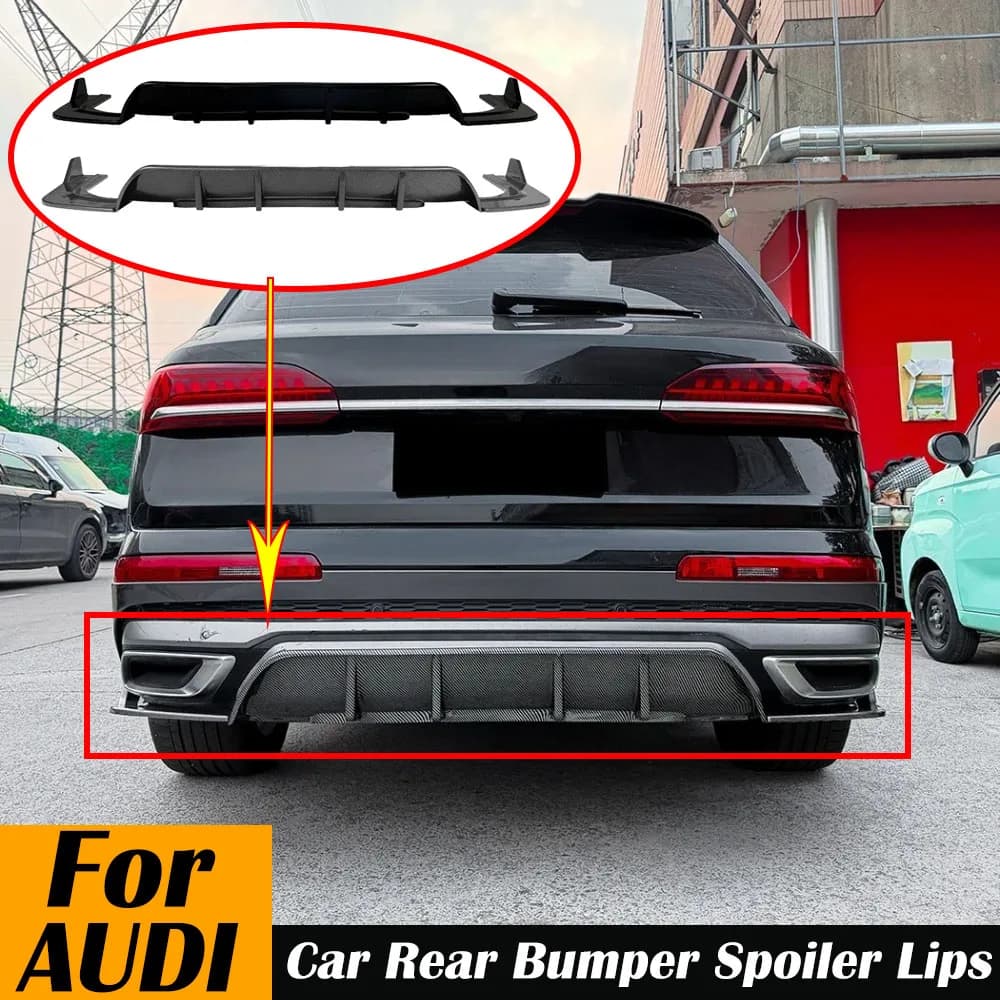Car Rear Bumper Spoiler Lips for AUDI Q7 4M MK2 S-line TFSI 2020-2023 Lower Shovel Skirt Diffuser Splitter Board Accessories