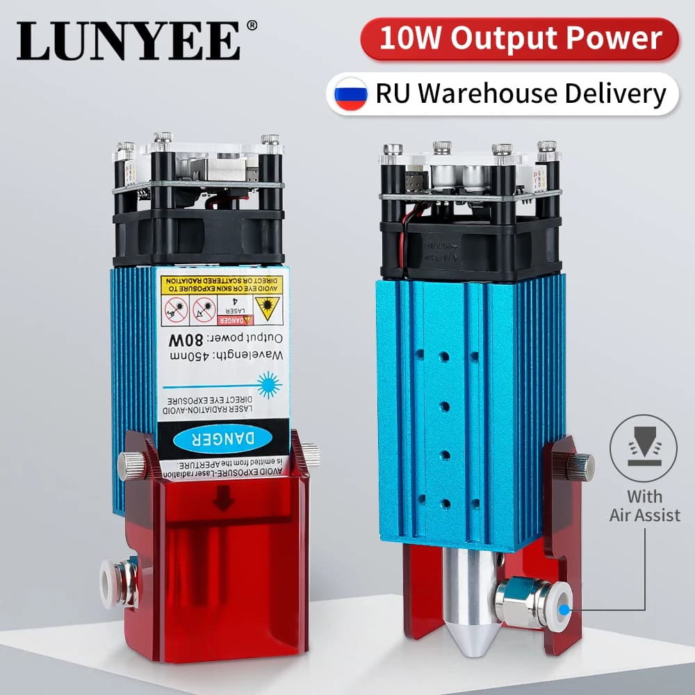 LUNYEE Modulo Laser 80W 40W Con Air Assist 450nm Testa Laser Blu Modulo TTL Per Macchina da Taglio Laser CNC Strumenti per Incisore Laser