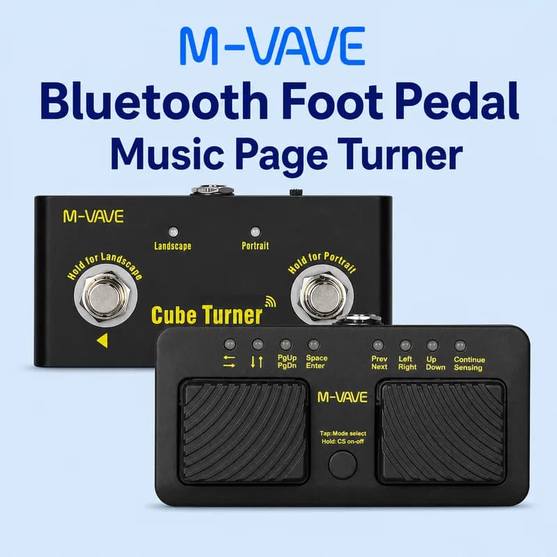 M VAVE Wireless Bluetooth Page Turner Smart Sheet Music Flipper Foot Pedal For Ios Android Piano Guitar Performance
