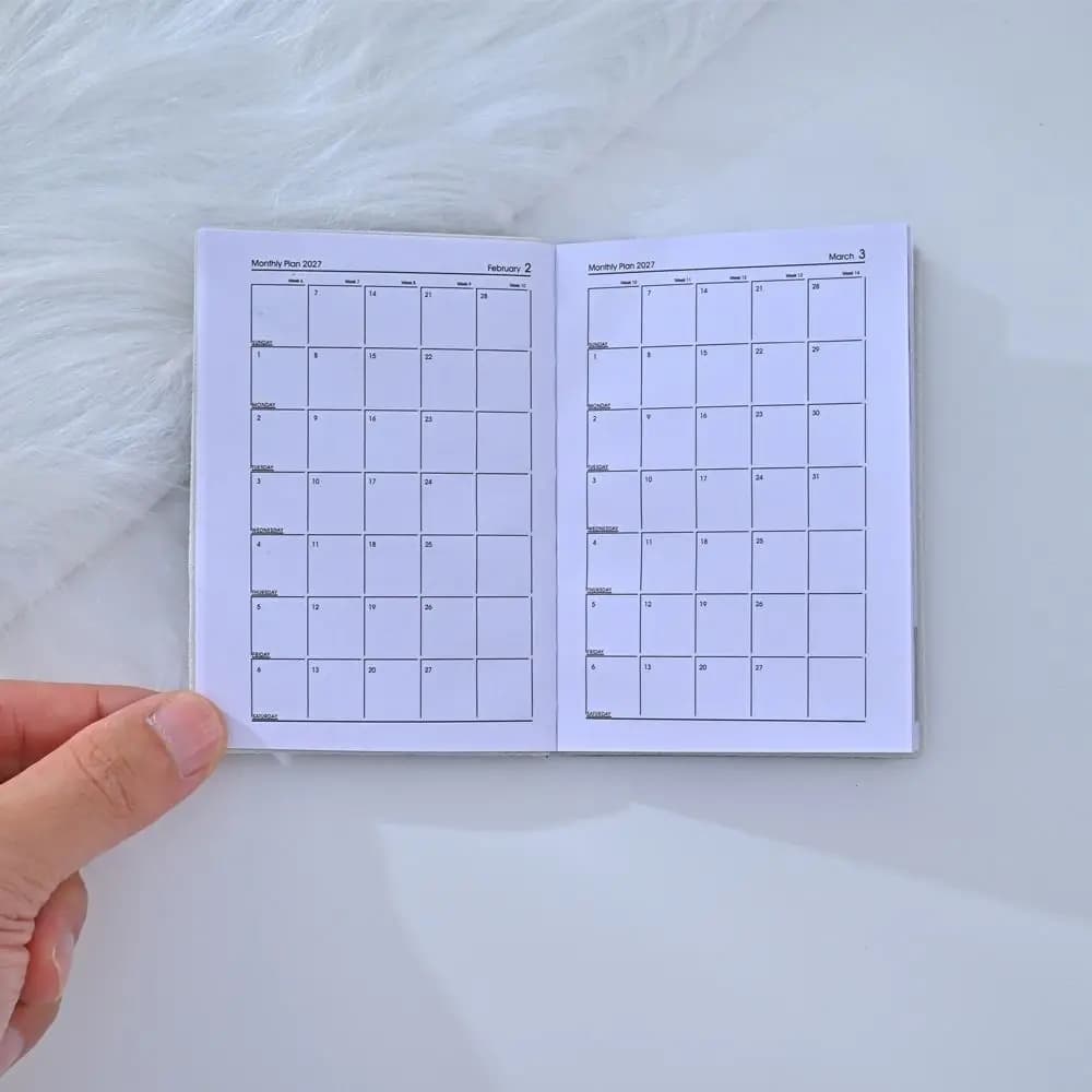 High Quality A7 2027 Agenda Book Pocket with Calendar Diary Weekly Planner Appointment Book Students