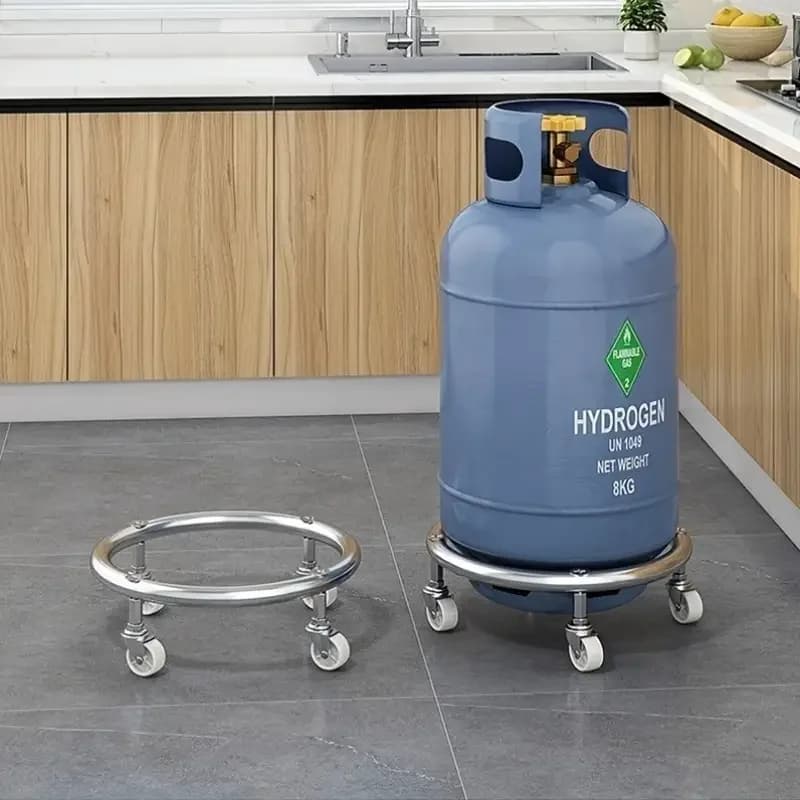 Heavy Duty Steel Bottom Gas Bottle Mobile Bracket Household Gas Tank Base Universal Wheel Kitchen Rack For Standard Propane Tank