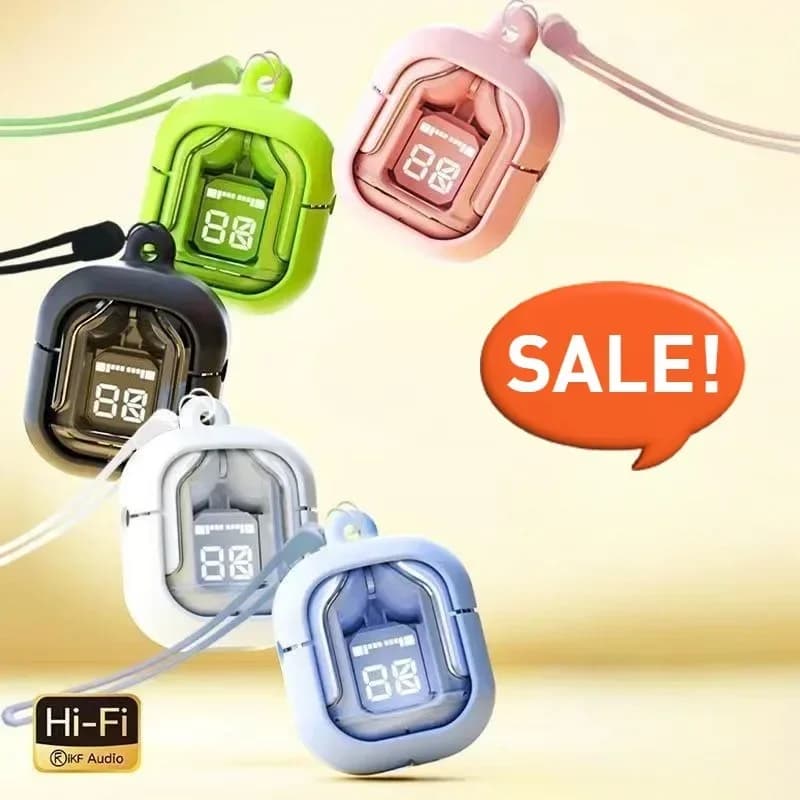 Auricolari Bluetooth wireless Air31 trasparenti HIFl con display digitale, cuffie sportive da gioco con cancellazione del rumore per telefoni