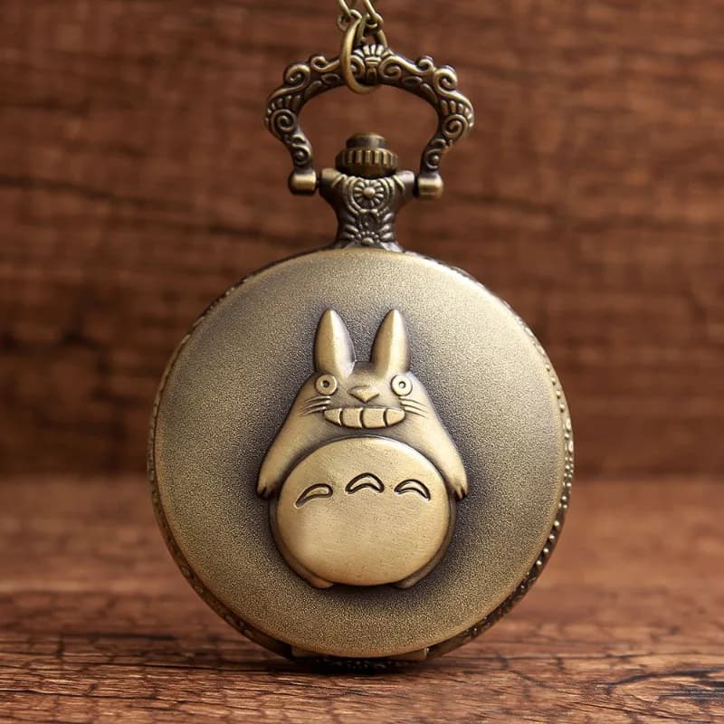 Anime My Neighbor Totoro Merch Quartz Pocket Watch Keychain Vintage Hanging Cartoon Character Print Pocket Clock Backpack Gift