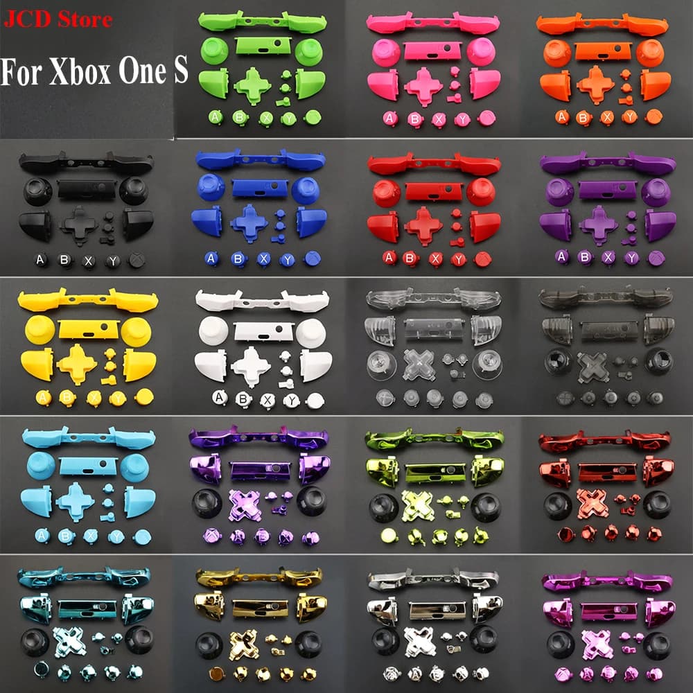 1 set di pulsanti completamente cromati di ricambio per Xbox One S Maniglia Dpad ABXY Trigger Grips stick Parti per Xbox One S Slim Controller