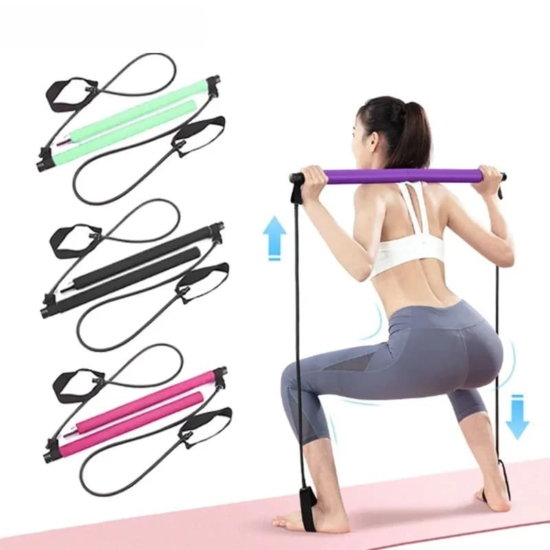 Barra Multifunzionale per Pilates, Barra Fitness Combinata, Corda Elastica per Yoga e Allenamento Schiena, Cintura per Stretching