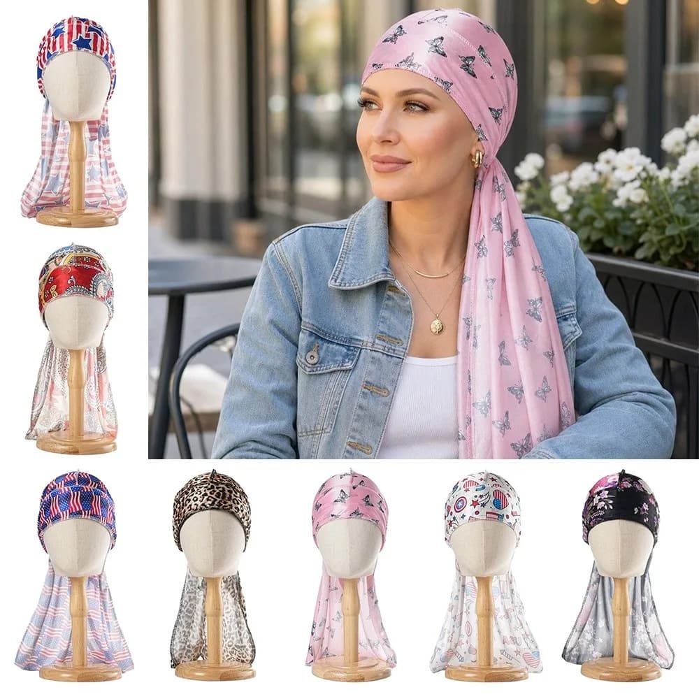 Cappello Hijab con Stampa Paisley alla Moda, Elastico, Stile Pirata, Pre-Annodato, Regolabile, Durag in Seta, Decorazione Versatile