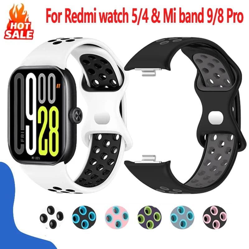 Cinturini sportivi in silicone per Xiaomi Smart Mi band 9/8 pro Accessori Bracciale traspirante di ricambio correa cinturino Redmi watch 5/4