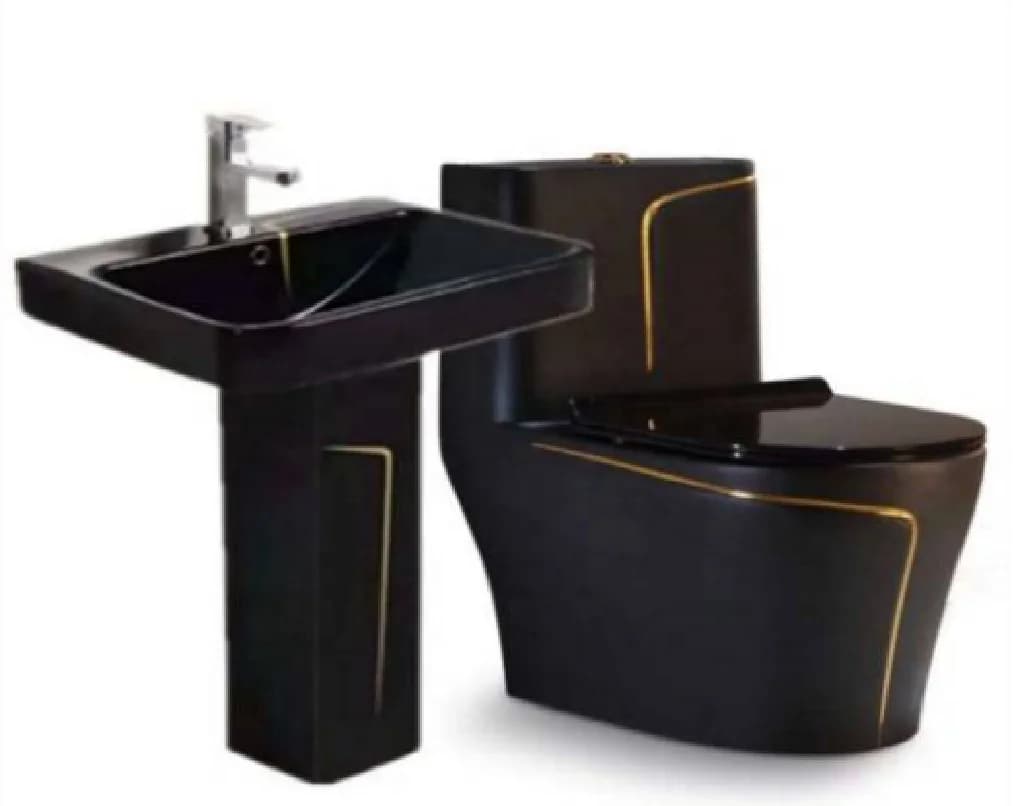 Bagno di lusso WC in ceramica nera dorata WC sanitario WC a piedistallo colorato