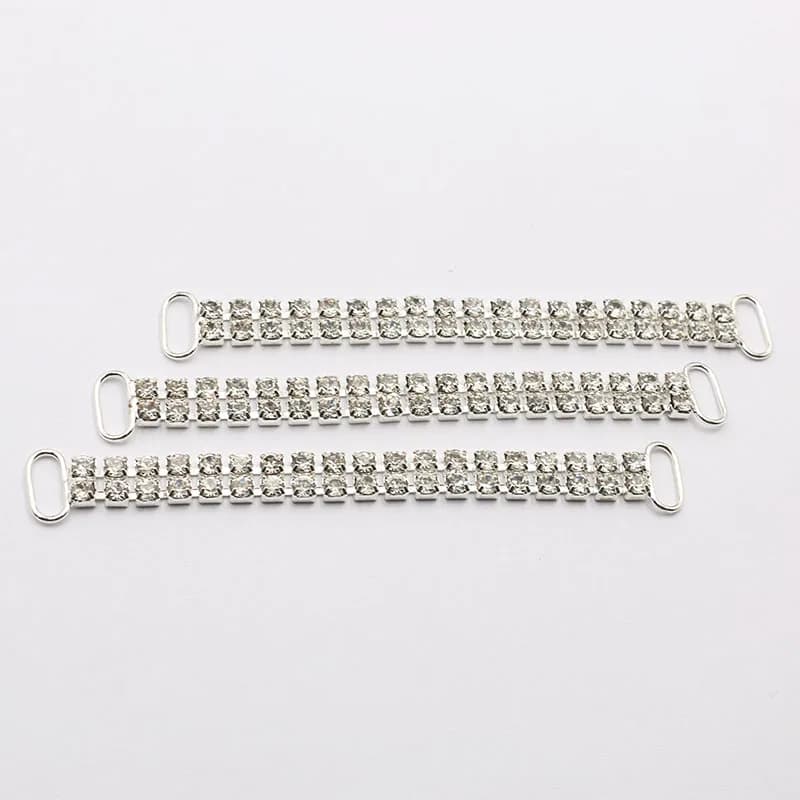 Nuovo 2 file di 10 pezzi 12*95mm completamente trasparente cristallo strass Bikini connessione fibbia costume da bagno Bikini metallo decorativo