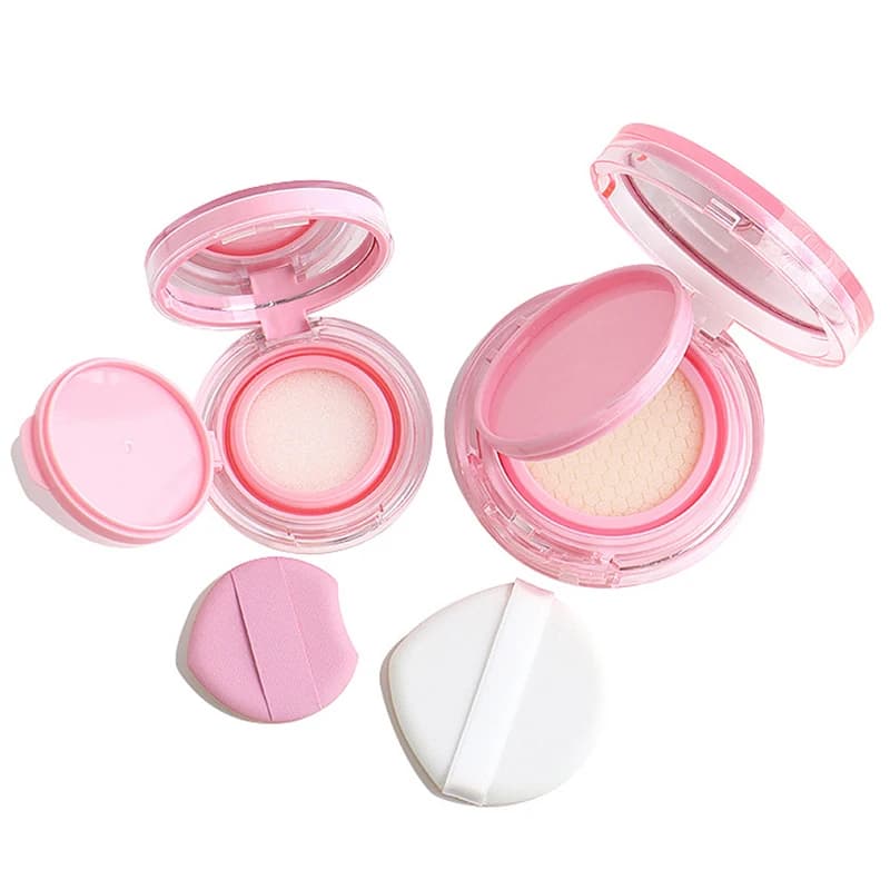 Mini Contenitore Vuoto per Fondotinta Air Cushion Fai-da-te con Specchio e Spugnetta per BB Cream - Strumento Cosmetico per Trucco e Cura della Pelle