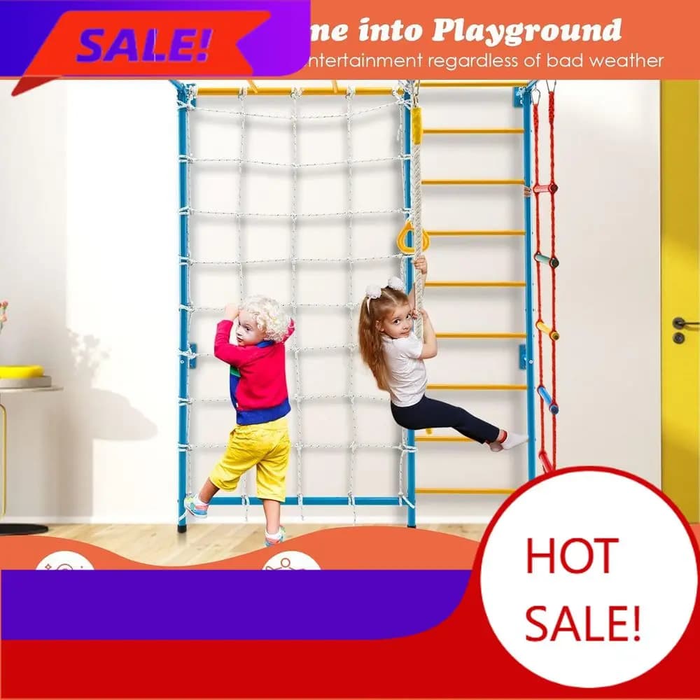 Children's Climbing Equipment Set: Stainless steel ladder, Traction bar, Corda, Rings and Other