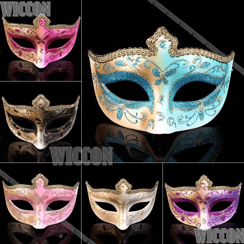 Maschere per travestimento a mezza faccia da donna all'ingrosso Maschere per danza in stile veneziano con pizzo glitterato Vestito per feste di ballo Natale Navidad Carnaval