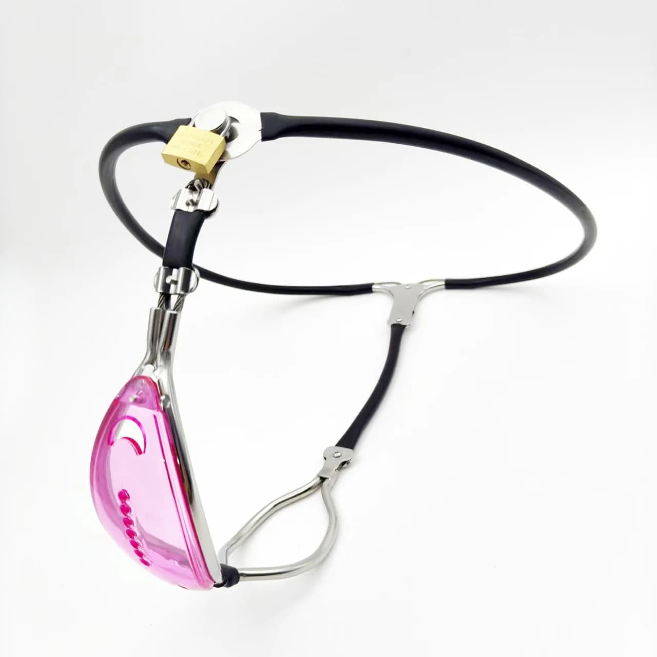 Women's Invisible Pink Stainless Steel Chastity Belt Device, Adjustable Underwear, Pants With Lock, BDSM Adult Toys For Women