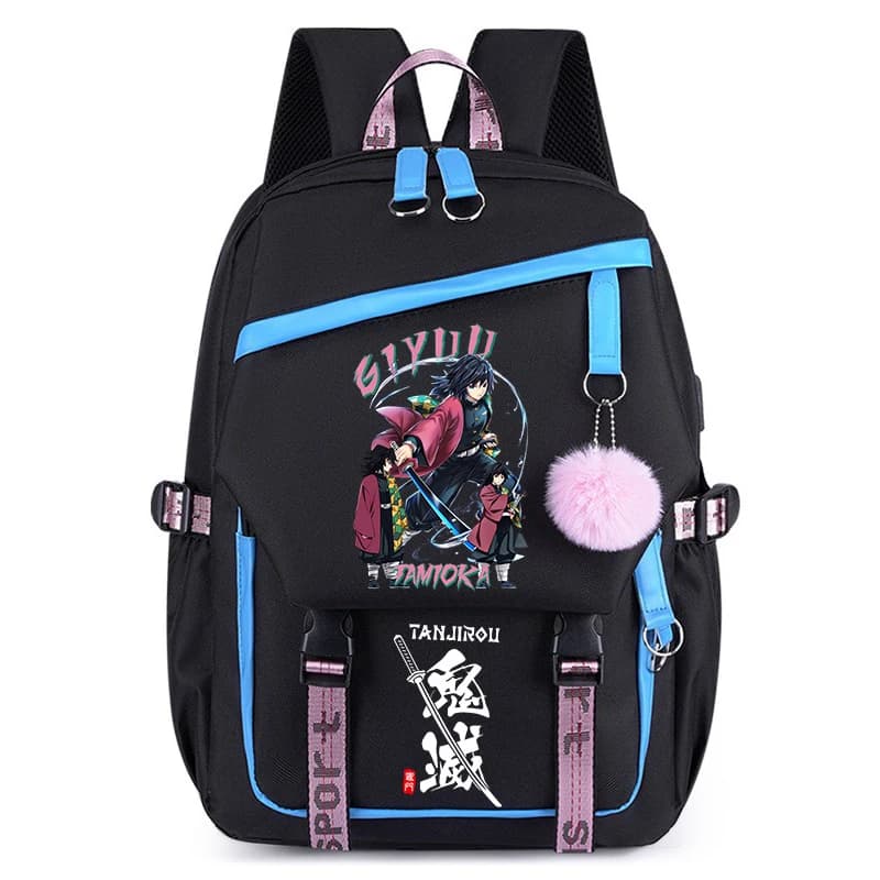 Zaino Demon Slayer con Personaggi Anime, Nezuko, Zenitsu, Giyu Tomioka, Zaino per Laptop Muichiro Tokito, Borsa per Libri Studenti