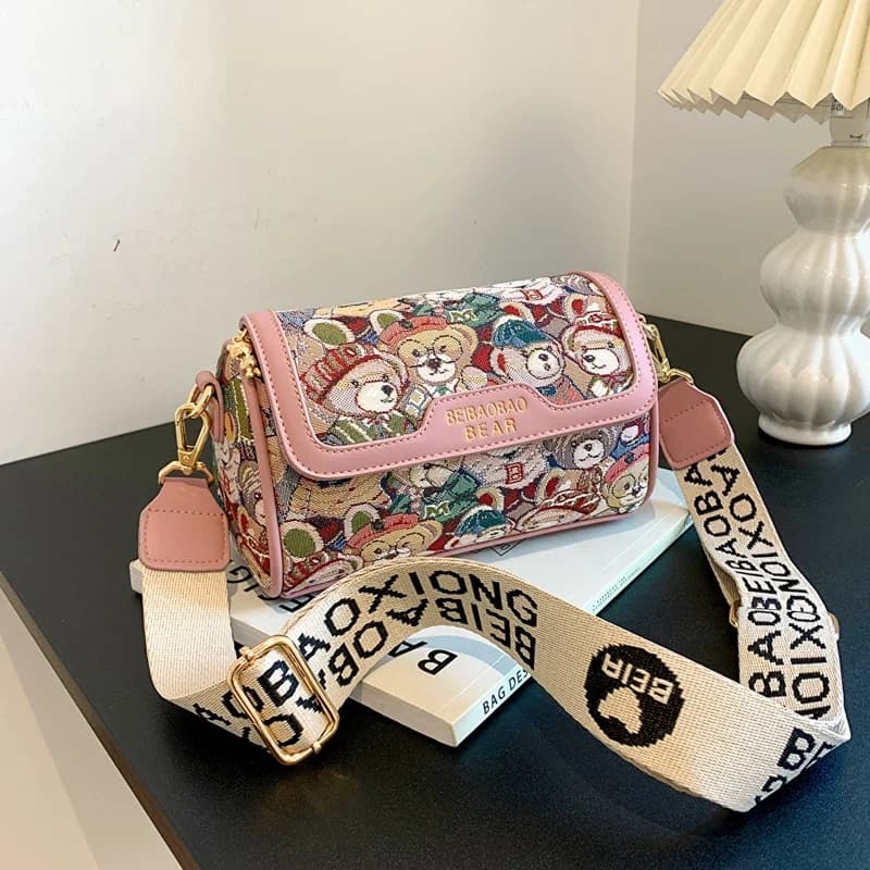 Women's Bear Bag Animated Cartoon Bag 2023 New Shoulder Bag in Canvas Full Match Women's Bags Bolsas De Mujer