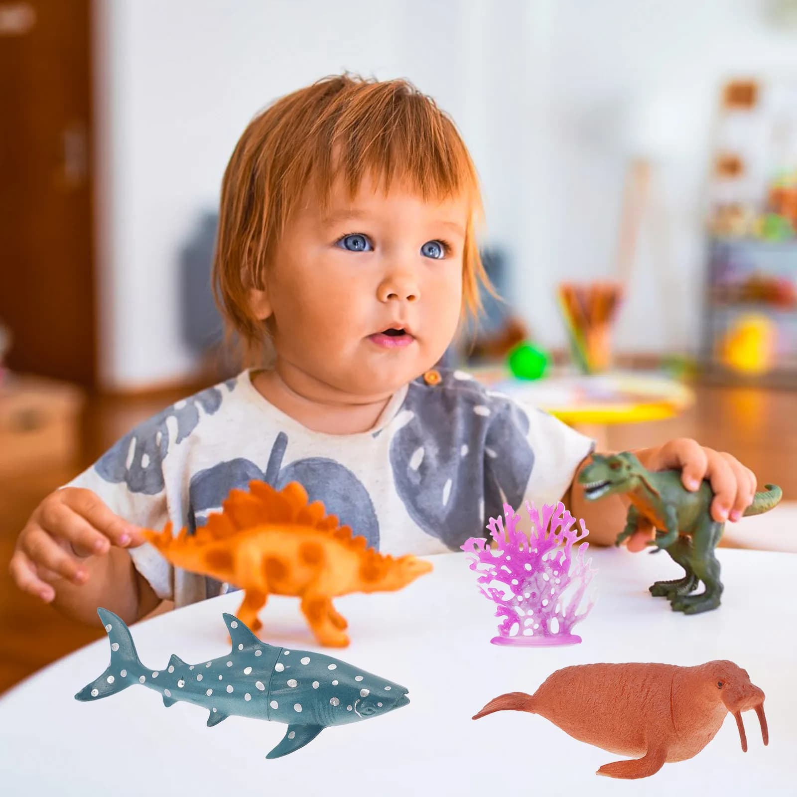 12 Pezzi di Animali Marini Simulati, Creature Marine Realistiche in Plastica, Accessori Educativi per Foto, Decorazione per la Casa, Giocattoli per l'Apprendimento Precoce