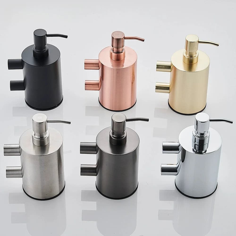 Dispenser di sapone da parete in oro spazzolato, dispenser di sapone liquido per bagno, dispenser di shampoo nero, dispenser di shampoo da parete con pompa
