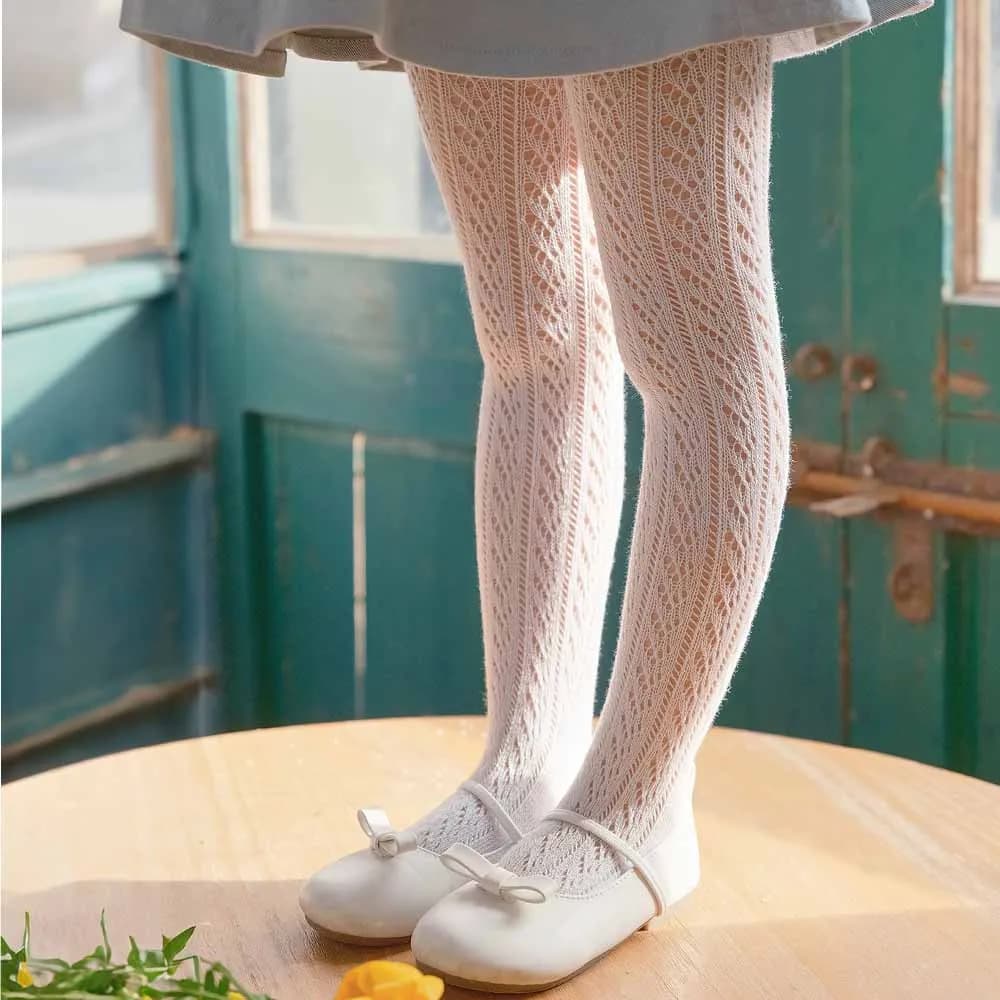 Calze a pantalone per bambina, in cotone, bianche estive, con fiocchi, per neonate, calze adesive per neonate