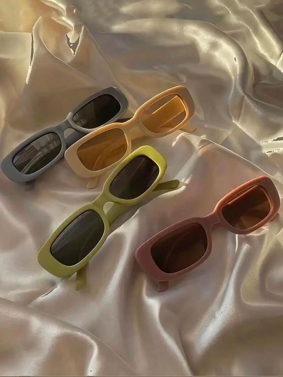 4pcs Square Plastic Fashion Sunglasses Set For Women Daily Wear Vacation Music Festival Y2k Beach Travel