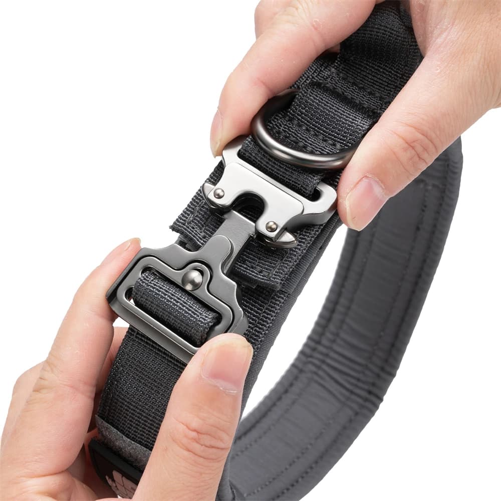 Collari tattici per cani in nylon regolabili con manico Collare Patch Collari per addestramento all'aperto Camminare per cani di taglia media e grande