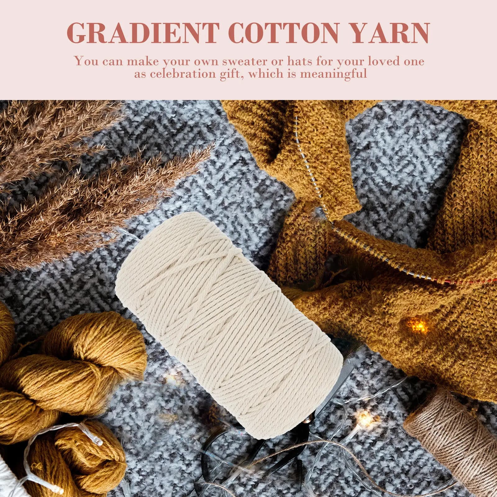 Creative Cotton Rope Roll White Tapestry Cotton Cord Multipurpose DIY Craft Supplies Handmade Braided Cord for Woven Macrame