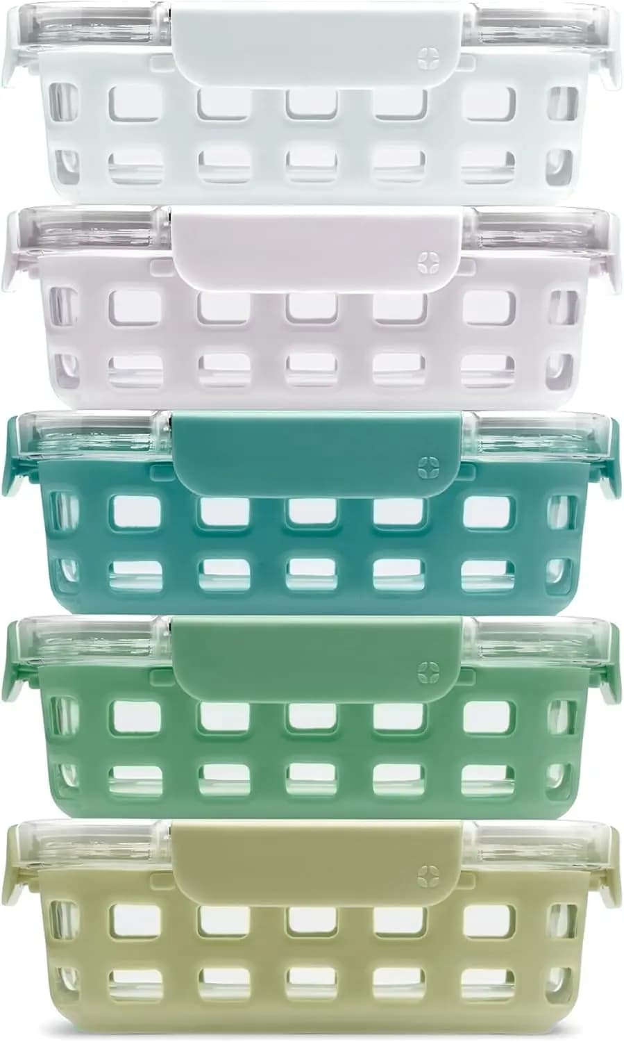 3.4 Cup Meal Prep Sets 10Pc, 5 Pack Set- Glass Food Storage Container with Silicone Sleeve and Airtight BPA-Free Plastic Lids,