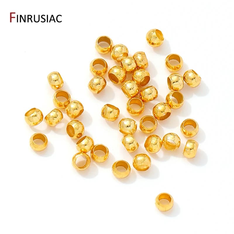 Perline terminali a crimpare rotonde/tubi in ottone placcato oro 18 carati, perline distanziatrici con tappo da 2/2,2 mm per collane fai da te, creazione di gioielli