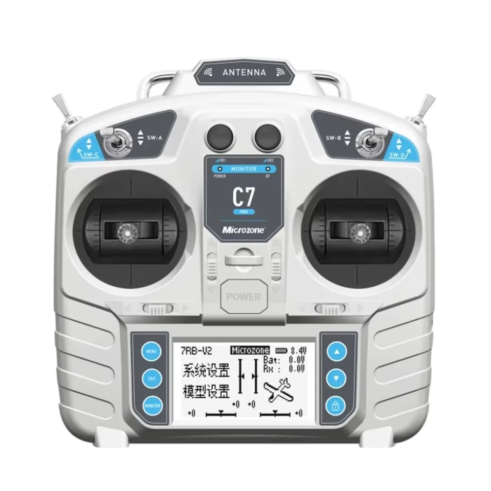 MicroZone MC7 C7 MINI Trasmettitore radio 2.4GHz 8CH con ricevitore MC8RE-V2 per aerei RC FPV Racer Drone Elicotteri multirotore
