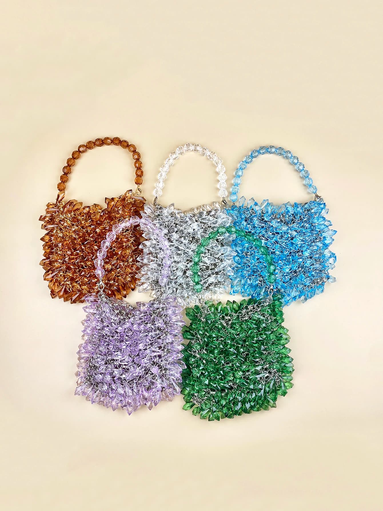 Small and Handmade Acrylic Solid Color Beads Women's Handheld Water Drop Bag Fashionable and Elegant Dinner Bag