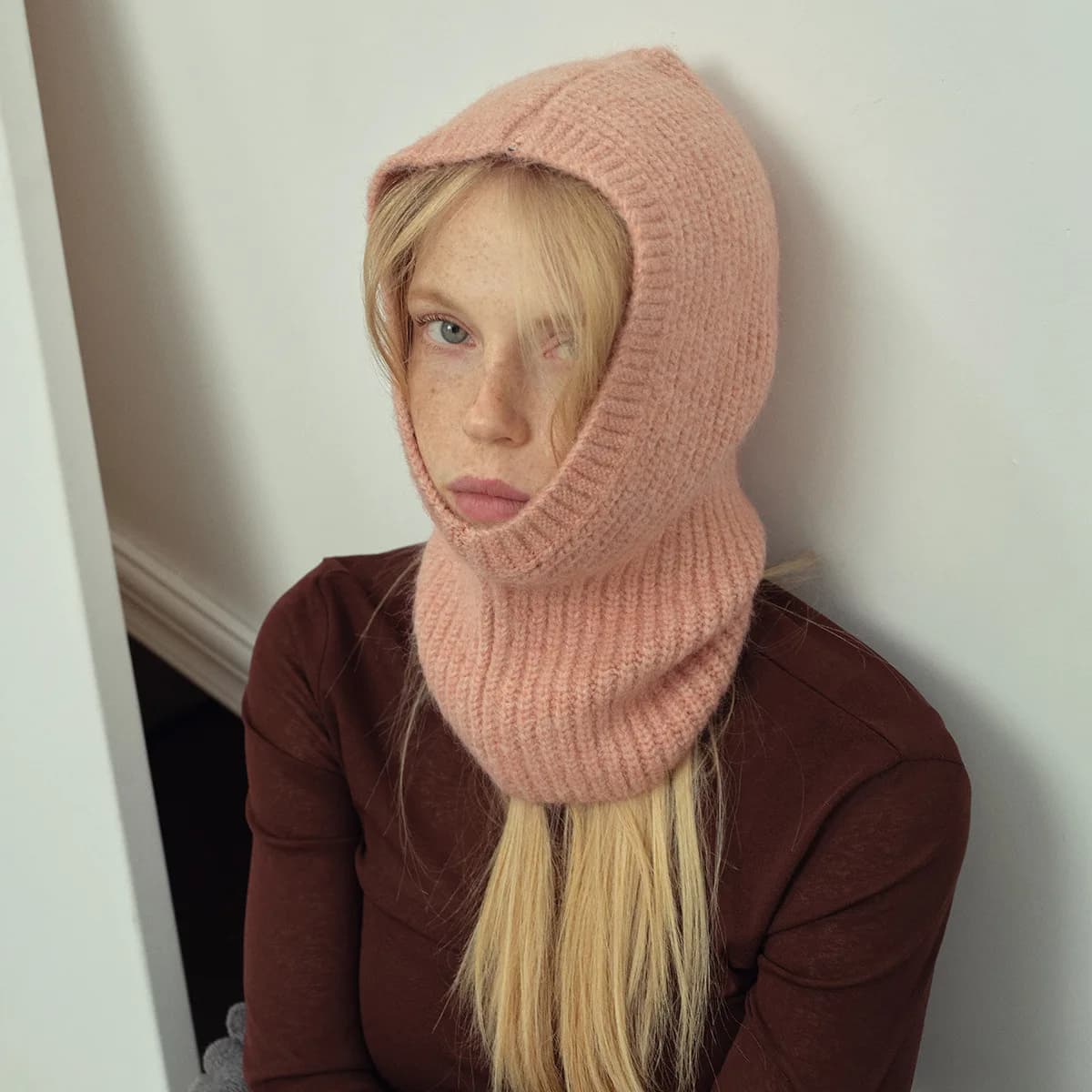 Passamontagna lavorato a maglia in misto lana di alpaca per donna Berretto invernale caldo classico con viso sottile, morbido e accogliente