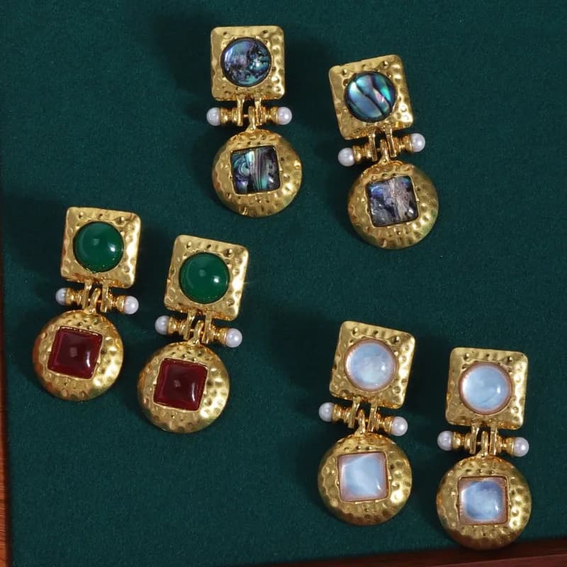 Orecchini geometrici da donna Orecchini dal design unico conchiglia di abalone Orecchini pendenti oversize in oro Brincos Pendientes Gioielli