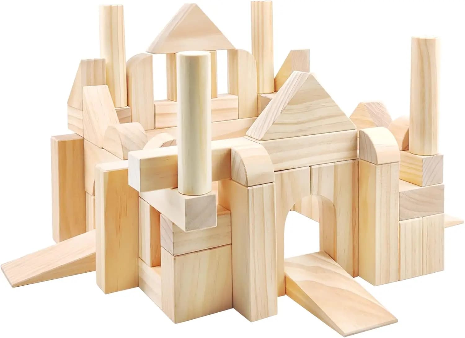 Set di 64 Grandi Blocchi di Costruzione in Legno per Bambini con Scatola Portaoggetti, Giocattoli Educativi Impilabili