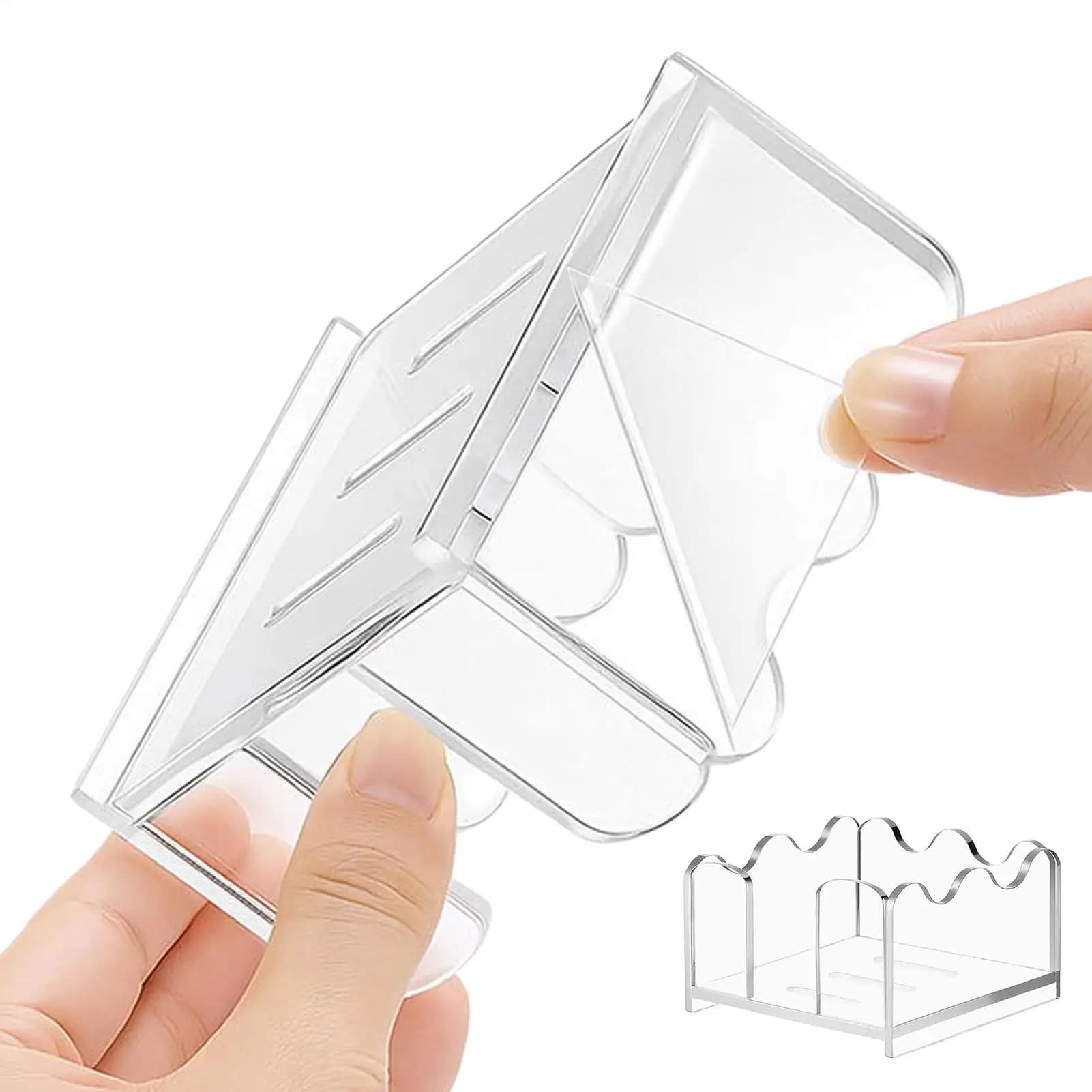 Wave Shaped Acrylic Sticky Note Box Non Slip Wave-Design Notepad Organizer Cute Clear Sticky Note Holder For Office Home