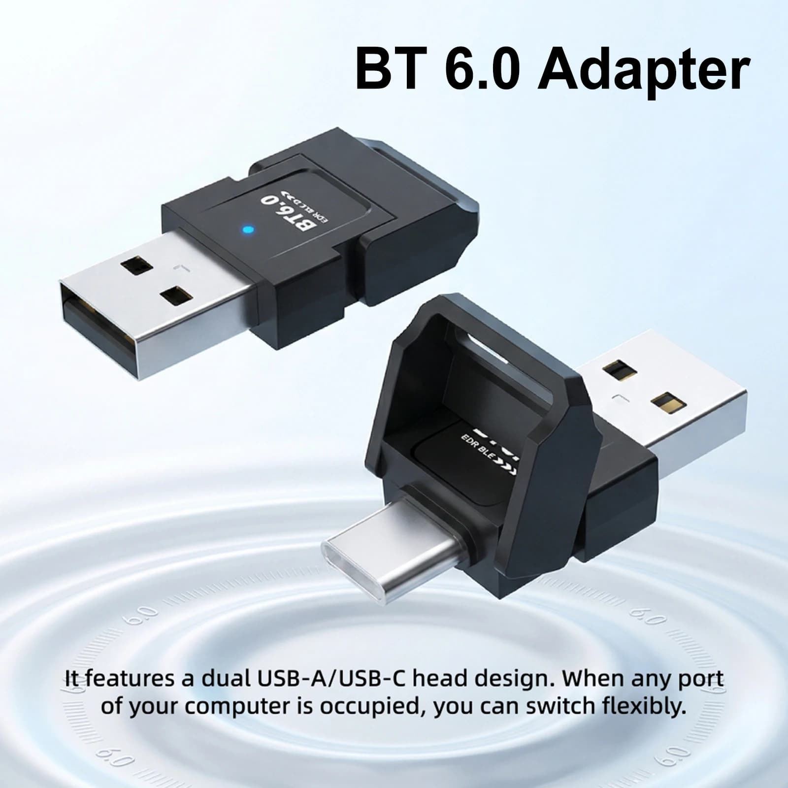 Adattatore USB Bluetooth 6.0 BT6.0 Dongle Audio Ricevitore Trasmettitore per PC Altoparlante Mouse Wireless Tastiera Musica Audio Senza Driver