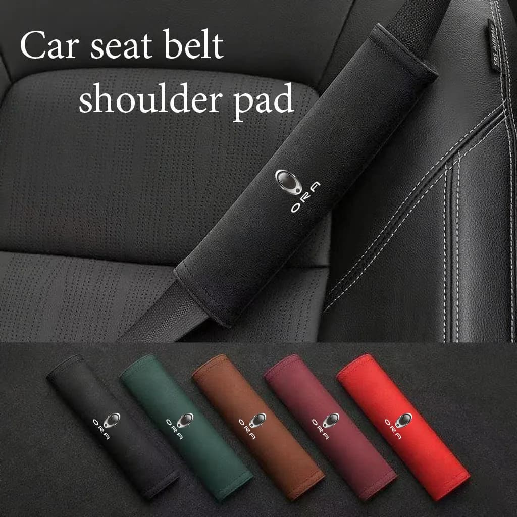 2 pieces protective cover in suede leather for car seat belt for Great Wall ORA Good Cat GT Lightning Cat Ballet Cat Black Cat White Cat iQ