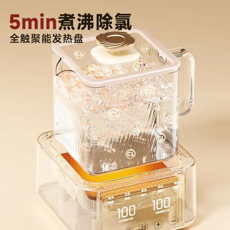 Full-Glass Electric Kettle for Baby & Home, Thermostatic Milk Mixer & Tea Stewer, Food-Grade Material Safe & Easy Clean