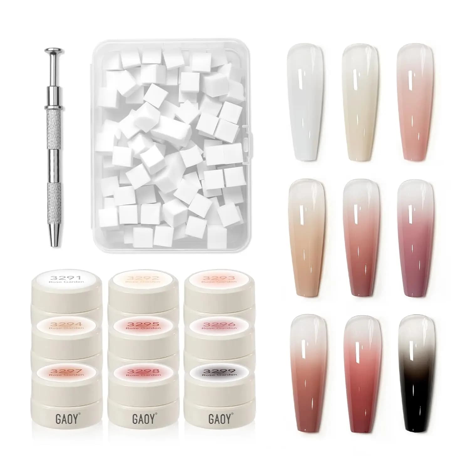 Kit Smalto Gel per Unghie 9 Colori UV LED Ombre con Spugne, Colori Pigmentati Rimovibili, Adatto ai Principianti
