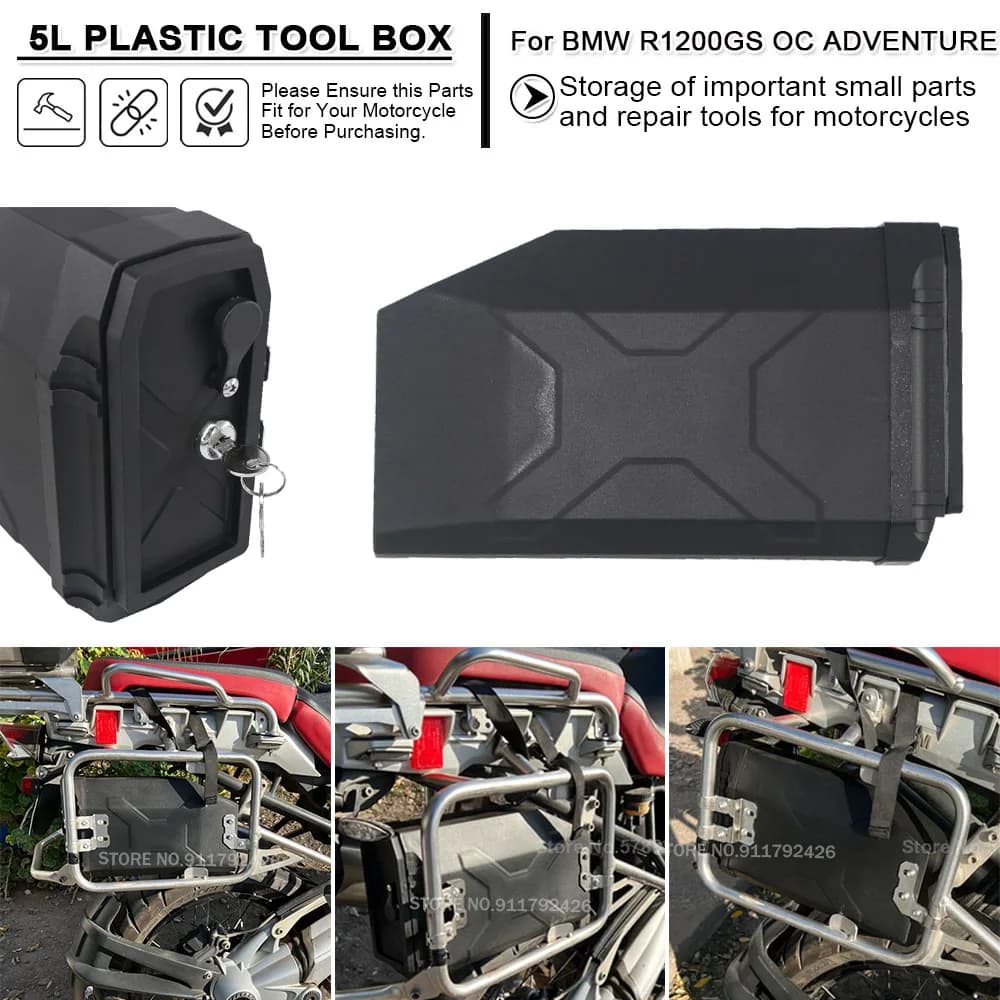 Motorcycle Plastic Tool Box Bag for BMW R1200GS OC ADV GSR1200 5L Right Side Bracket Tool Box Storage Key Tool Case