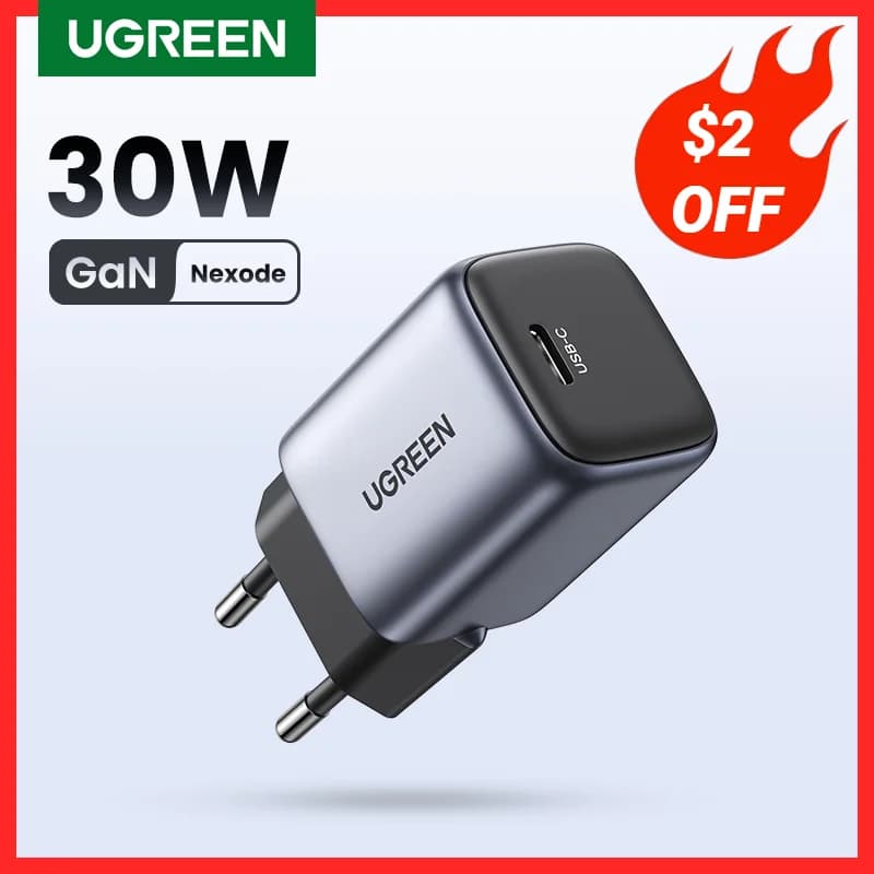 Caricabatterie rapido UGREEN GaN 30W per iPhone 15 14 13 caricatore PD3.0 per iPad Pro samsung Xiaomi tipo C caricabatterie per cellulare