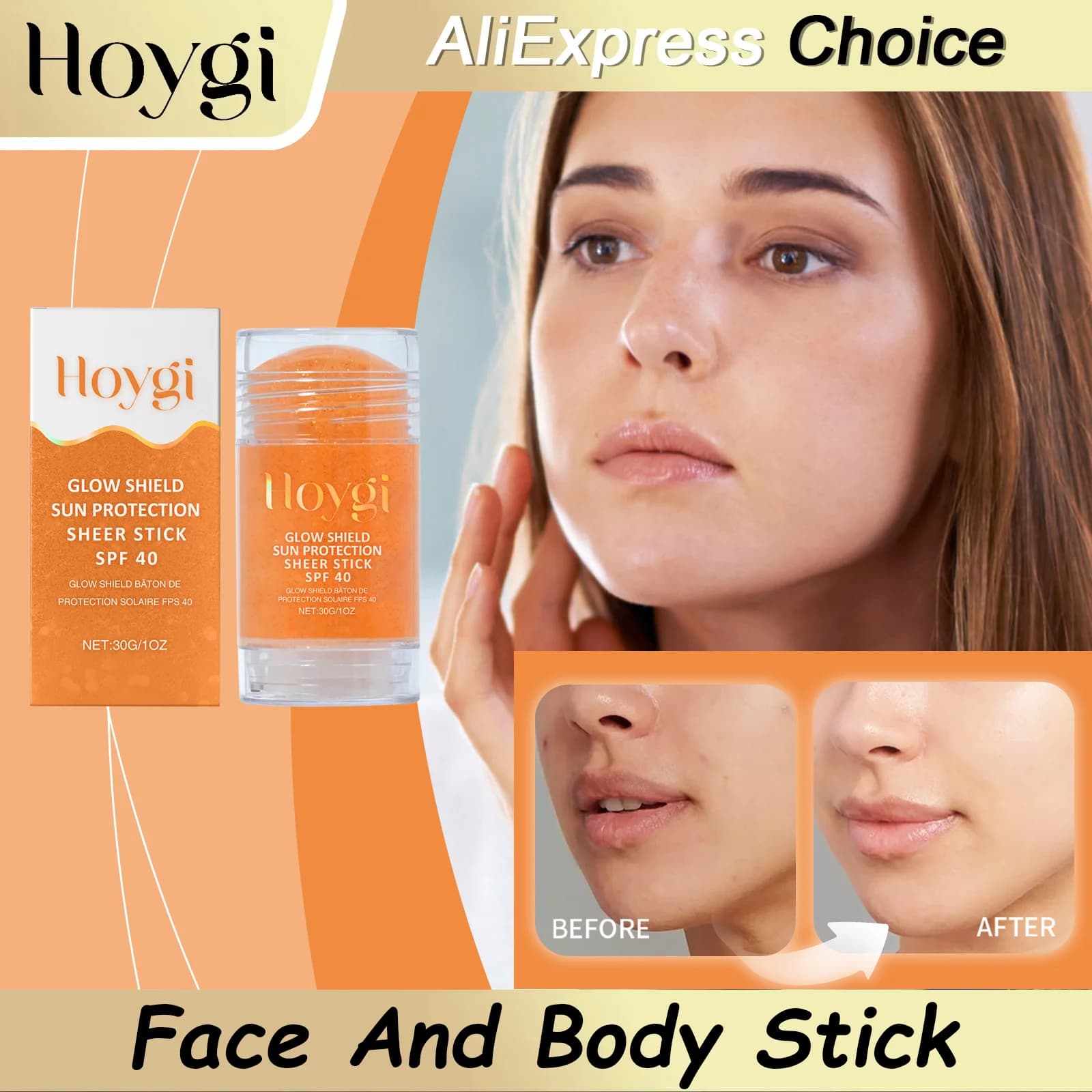 HOYGI Stick Crema Viso alla Vitamina E Idratante Profonda Protezione Solare SPF40 Stick Solare Viso e Corpo Crema Protettiva UV