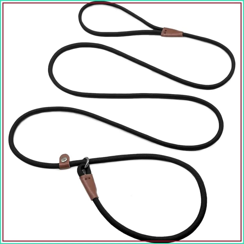 No Pull Slip Lead Control Leash for Dogs, 7 FT Rope Leash for Small Medium Animals, Black