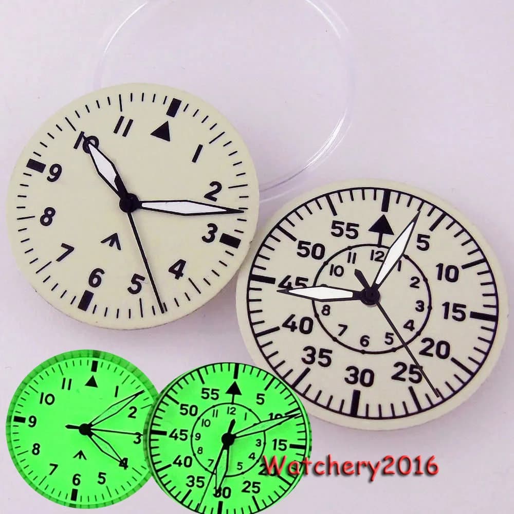 Tandorio 29mm quadrante orologio bianco pieno luminoso verde adatto NH35 NH36 orologio da uomo automatico numeri arabi segni neri