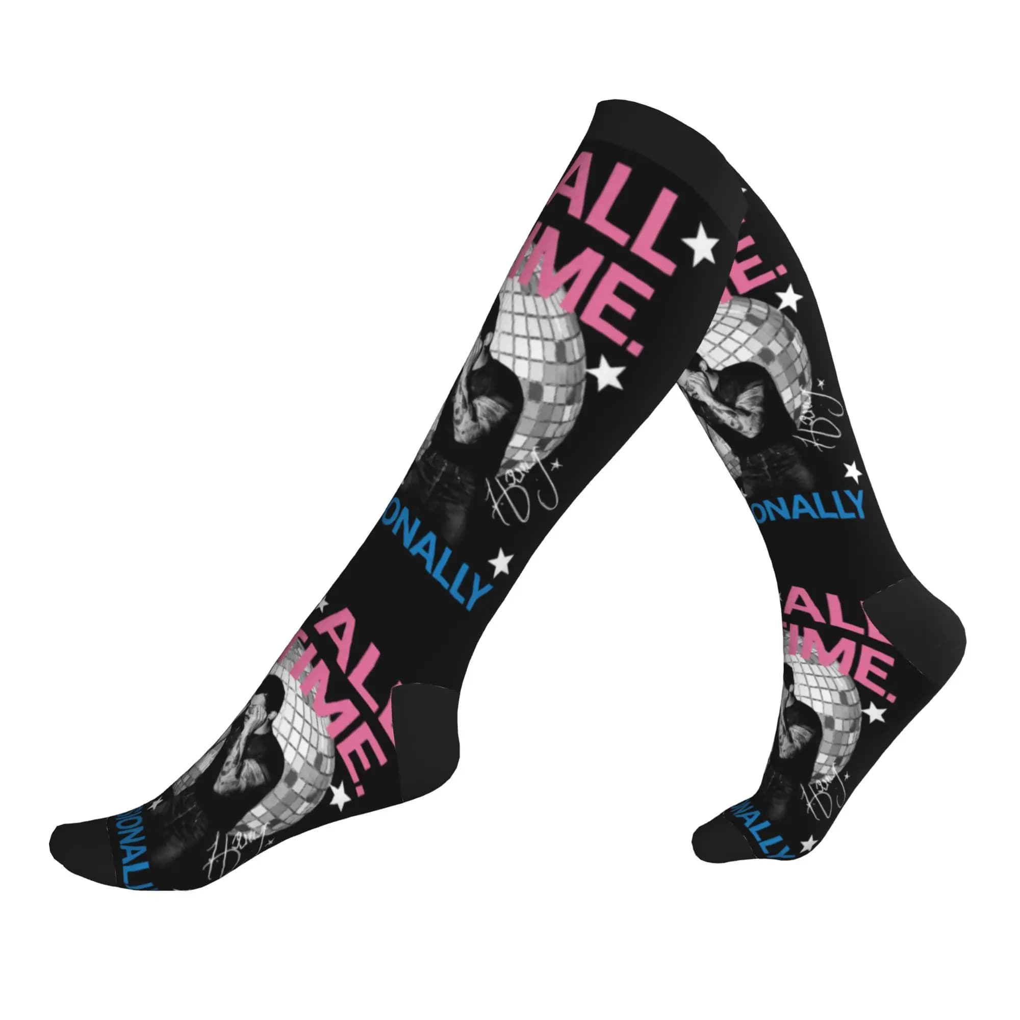 Kiss All The Time Harrys Music Styles Men Women Sports Compression Socks Unisex Funny 3D Printed Dress Socks