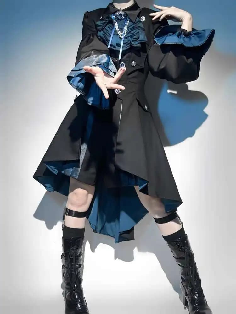Nuovo Fiesta Carnevale Halloween Cos Cosplay Deep Joy Dark Tune Prince Series Lolita Cappotto Abito Pantaloncini Abito Top Papillon