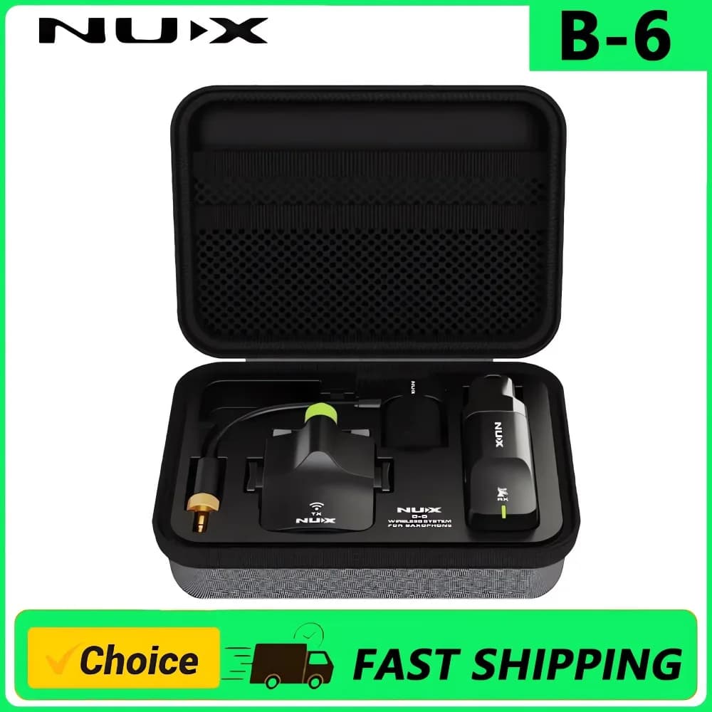 NUX B-6 Saxophone Wireless System with Charging Case,Operation Range of 20 Meters,High-Resolution 24- Bit/44.1kHz Audio,2.4GHz
