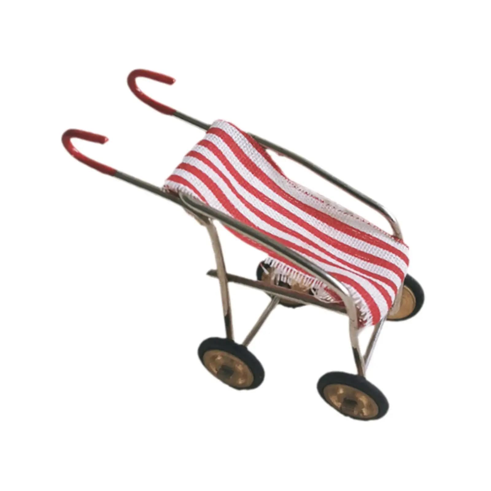 Passeggino in Miniatura per Casa delle Bambole, Carrello Realistico, Carrozzina Simulata per Modellini in Scala 1:6 e 1:12