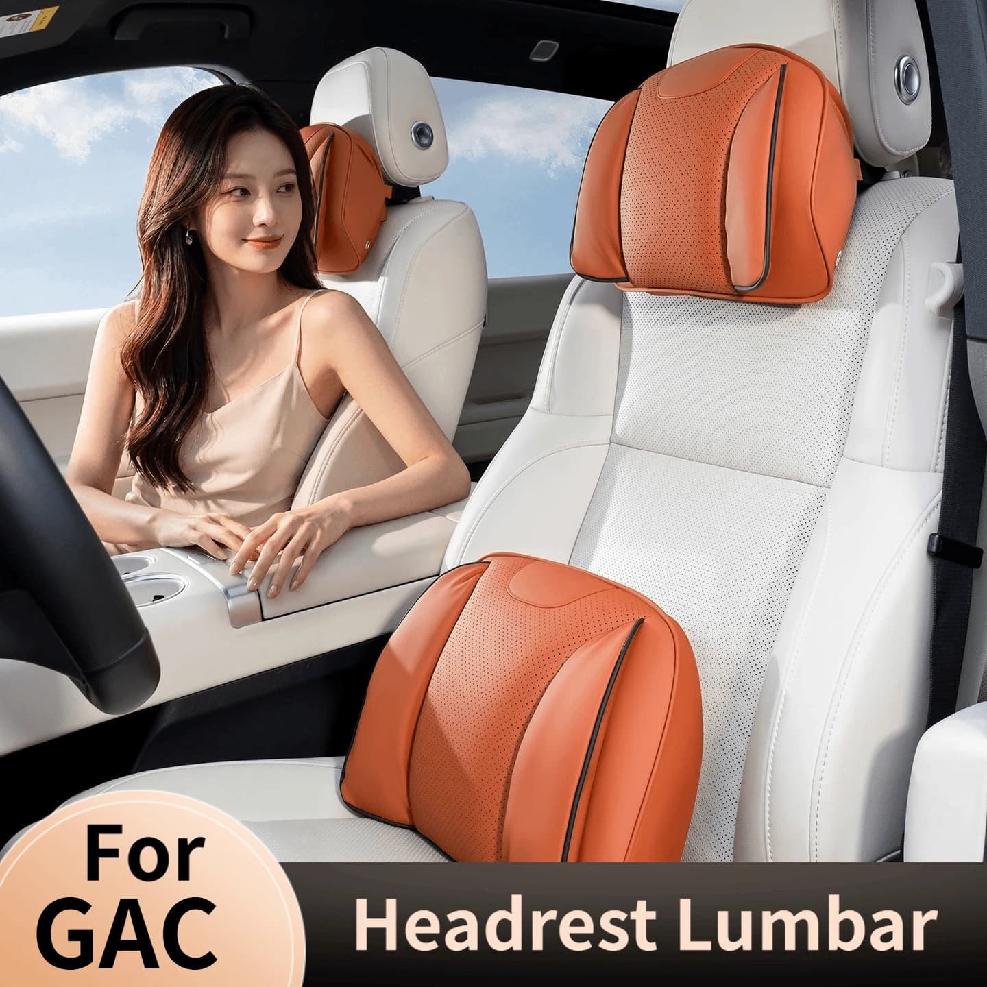 Leather Headrest Lumbar Support Set For GAC GS4 MAX GS8 EMPOW EMKOO GN6 GN8 E8 E9 Comfort Car Neck Pillows Waist Pillow